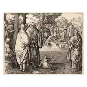 Lucas van Leyden Baptism of Jesus Christ in the Jordan Engraving Durand Goring Unique