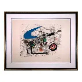 Joan Miro Pygmees Sous la Lune Signed Modern Etching Aquatint 27/50 Framed 1972