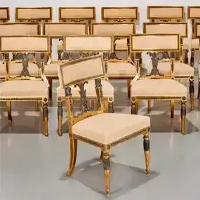 Set (16) Swedish Gustavian gilt side chairs