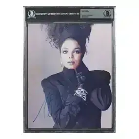 Janet Jackson Signed 8x10 Photo Autographed BAS Slabbed