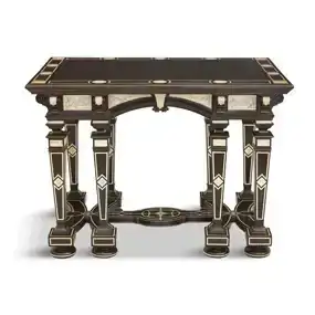 Italian Inlaid Ebony and Marble Center Table