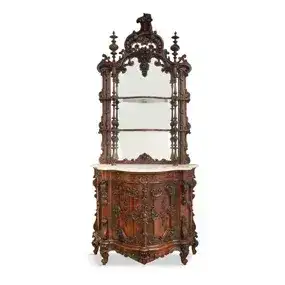 Rare and Important Rosewood Marble-Top Etagere