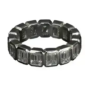 Platinum Natural Diamond Bezel Set Eternity Ring, Size 6.5