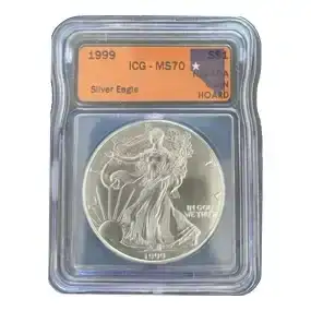 1999 Silver Eagle Dollar Coin ICG MS70 BU