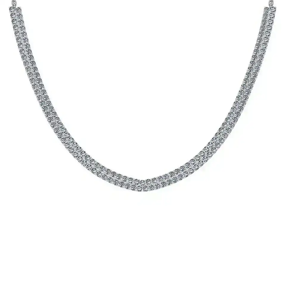 Certified 17.00 Ctw SI2/I1 Diamond 14K White Gold Necklace