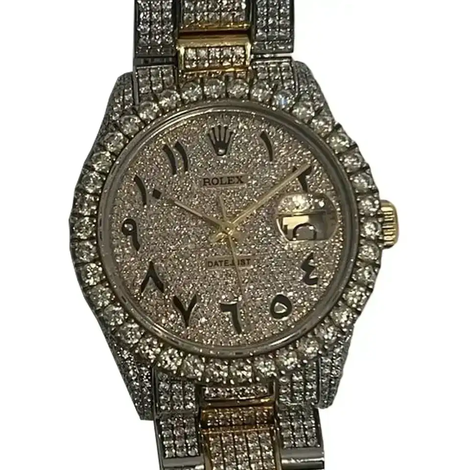 Custom 12 cttw Diamond (G-H, SI1-SI2) 36mm Rolex "Arabic Dial"