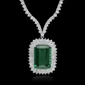 18K White Gold, 21.50cts Tourmaline, 8.05cts Diamond Necklace