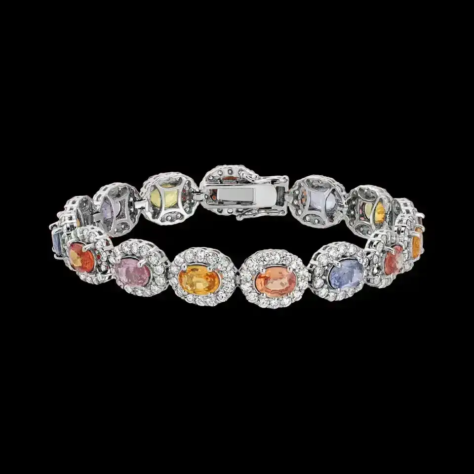 14K Gold 32.50cts Sapphire & 8.55cts Diamond Bracelet