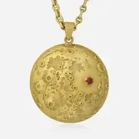 Van Cleef & Arpels, 'Moon Landing' gold and ruby pendant necklace