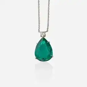 Emerald, diamond, and platinum necklace