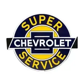 Scarce 5' Chevrolet Super Service DS Porcelain Sign