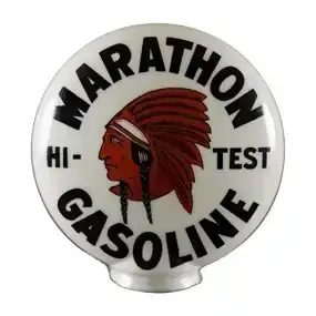 Marathon Hi-Test Gasoline OPB Gas Pump Globe w/ Red Indian Logo