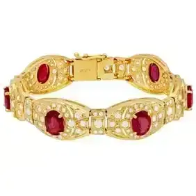 14k Yellow Gold 18.11ct Ruby 6.72ct Diamond Bracelet