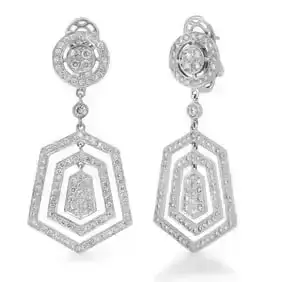 18K White Gold Setting with 2.87ct Diamond Ladies Earrings