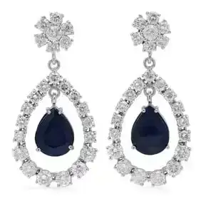 14K Gold 10.14ct Sapphire 7.11ct Diamond Earrings