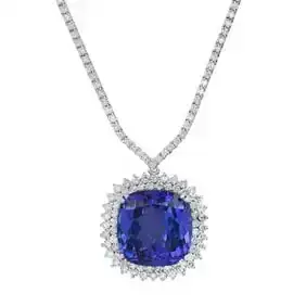 14K White Gold Setting with 33.75ct Tanzanite and 5.06ct Diamond Necklace