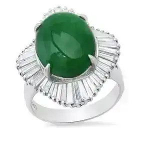 Platinum Setting with 7.12ct Jadeite and 1.62ct Diamond Ladies Ring