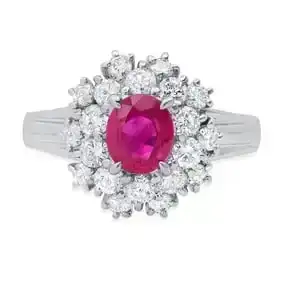 Platinum Setting with 1.01ct Ruby and 0.78ct Diamond Ladies Ring