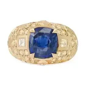 18K Yellow Gold Setting with 5.13ct Sapphire and 1.85ct Diamond Ladies Ring