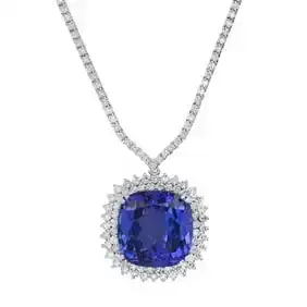 14K White Gold Setting with 33.75ct Tanzanite and 5.06ct Diamond Necklace