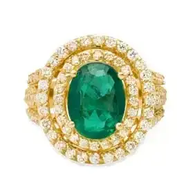 14K Yellow Gold 3.97ct Emerald and 1.83ct Diamond Ring