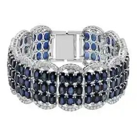 14k White Gold 65.60ct Sapphire 4.16ct Diamond Bracelet