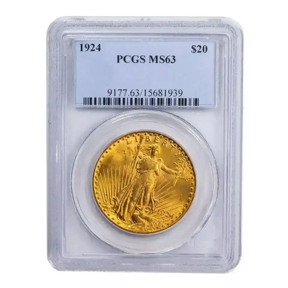 1924 \\$20 Double Eagle Gold Coin PCGS MS63