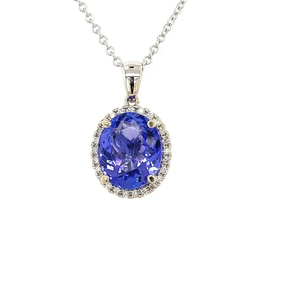 5.12 ctw Tanzanite & Diamond Pendant - 14KT White Gold