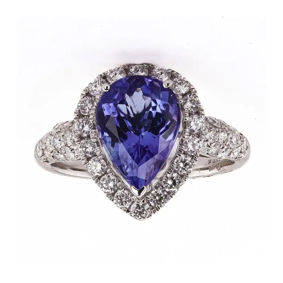 2.66 ctw Tanzanite and 0.71 ctw Diamond 14K White Gold Ring