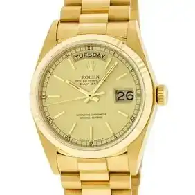 Rolex Mens Quickset 18K Yellow Gold Factory Champagne Index Dial Day-Date President