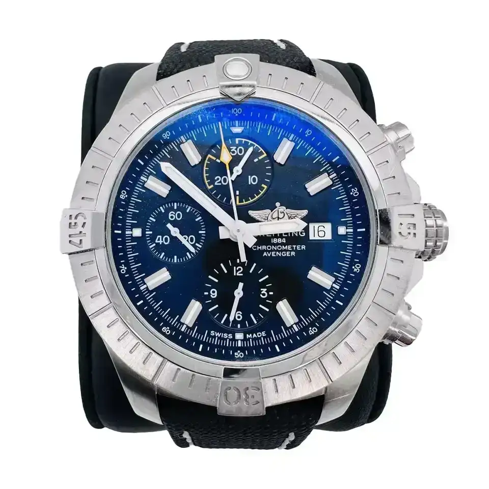 Breitling Avenger Stainless Steel Chronograph Black Dial Wristwatch