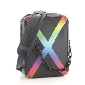 Louis Vuitton Danube Messenger Bag Rainbow Taiga Leather Black, Multicolor, Print