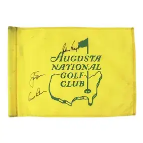 (3) Nicklaus Palmer & Player Signed Augusta National Golf Club Flown Flag BAS