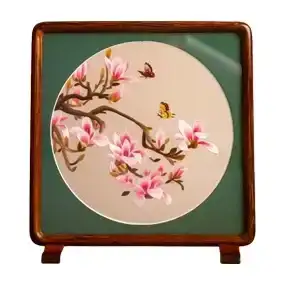 Embroidery Flowers - Redwood Frame