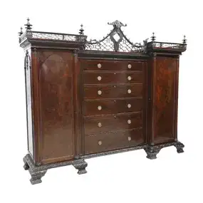 English Georgian Period Chinese Chippendale Style Mahogany Wardrobe