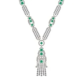 10.25 Ctw VS/SI1 Emerald and Diamond 14k Rose Gold Necklace
