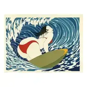 Yoshio Okada: Surfer Girl 1974 1st Ed Woodblock