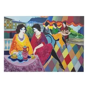 Itzchak Tarkay, 'Sunny Afternoon', Original Acrylic Canvas Painting, 2000