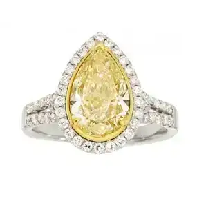 4.03Ct Yellow Pear Shaped Diamond Engagement Ring