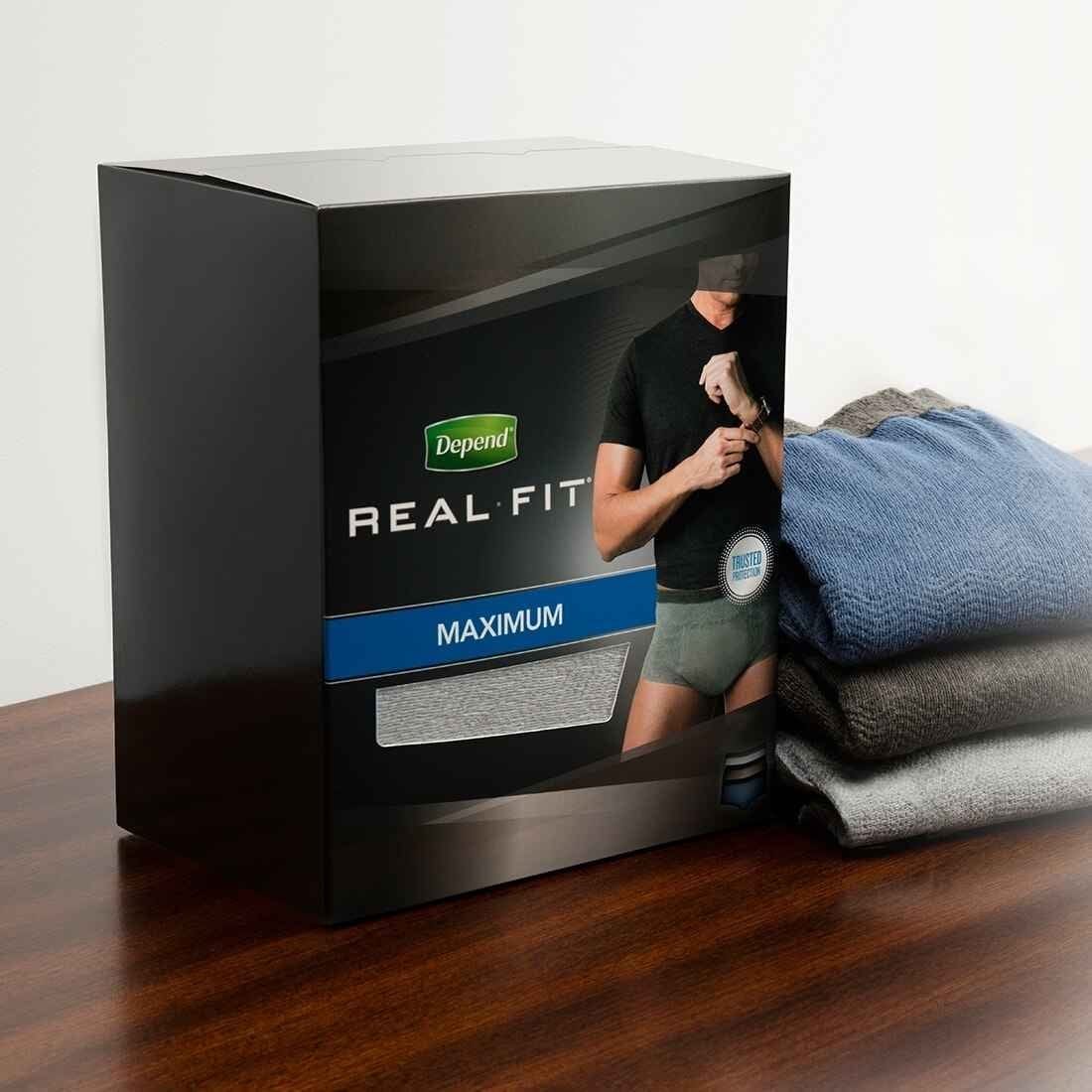 Image of Depend Men's Real Fit Absorbent Underwear, Maximum