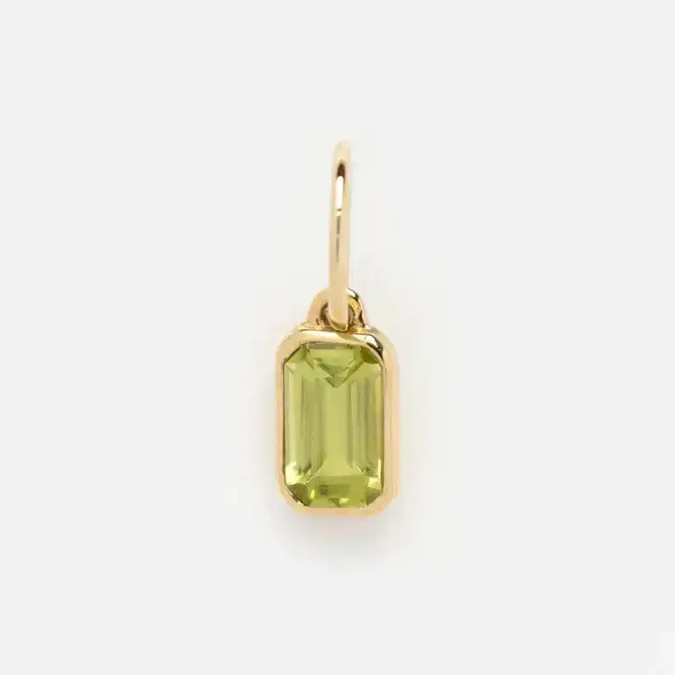 Image of Solid Gold Birthstone Baguette Charm