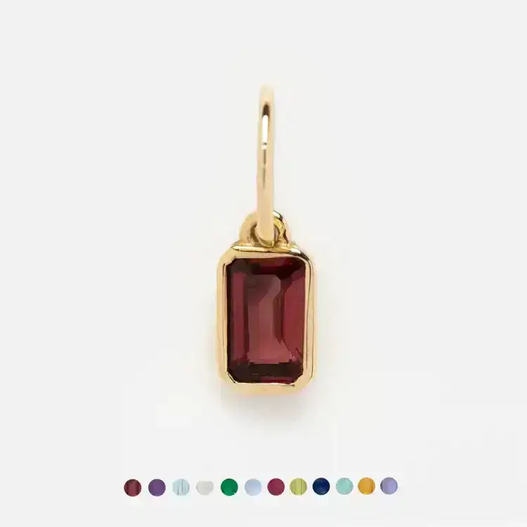 Image of Solid Gold Birthstone Baguette Charm