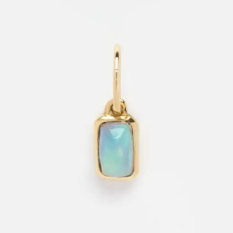 Image of Solid Gold Birthstone Baguette Charm