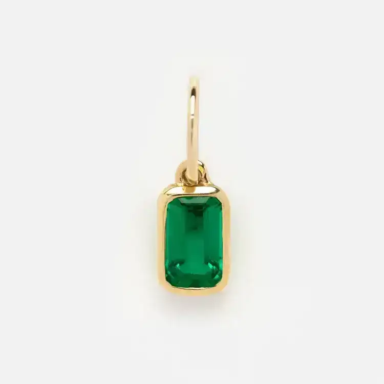 Image of Solid Gold Birthstone Baguette Charm