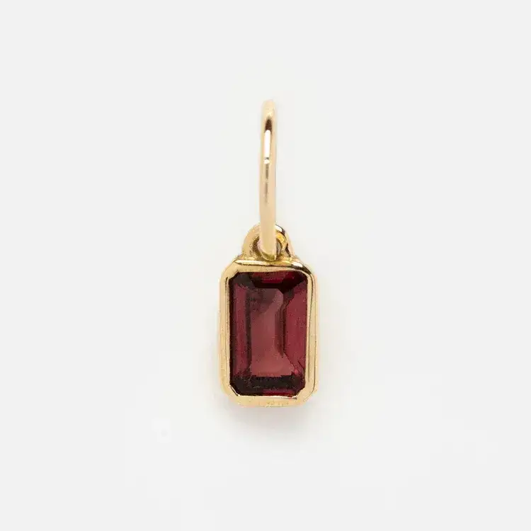 Image of Solid Gold Birthstone Baguette Charm