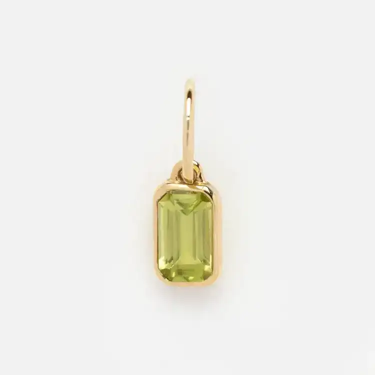 Image of Solid Gold Birthstone Baguette Charm