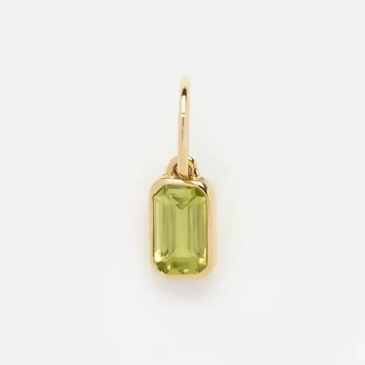 Image of Solid Gold Birthstone Baguette Charm