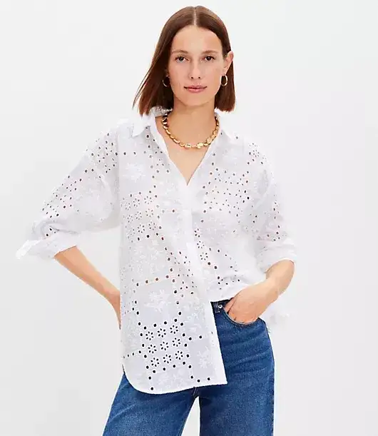 Eyelet Oversized Shirt