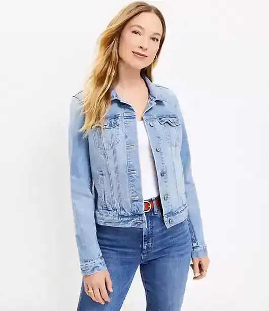 Denim Trucker Jacket in Light Mid Indigo Wash