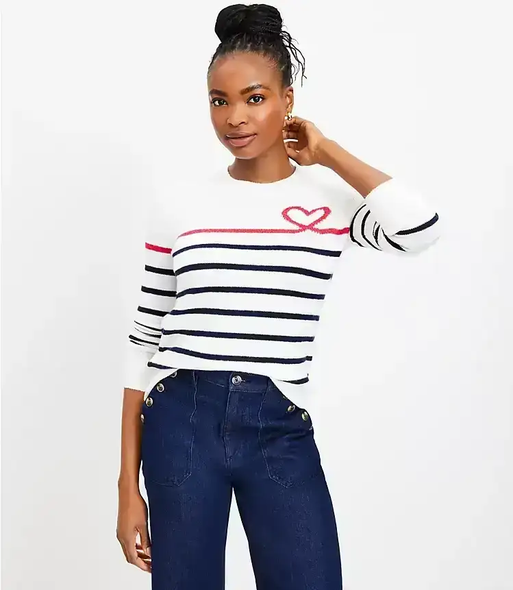 Heart Breton Stripe Sweater